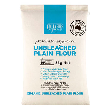 Kialla Organic Unbleached Plain Flour BULK (paper or calico bag) 5kg